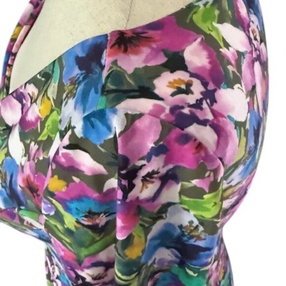 Chiara Boni La Petite Robe Italy Cocktail Dress 3/4-Sleeve Ruched Floral 40/4 Sm - Picture 8 of 16